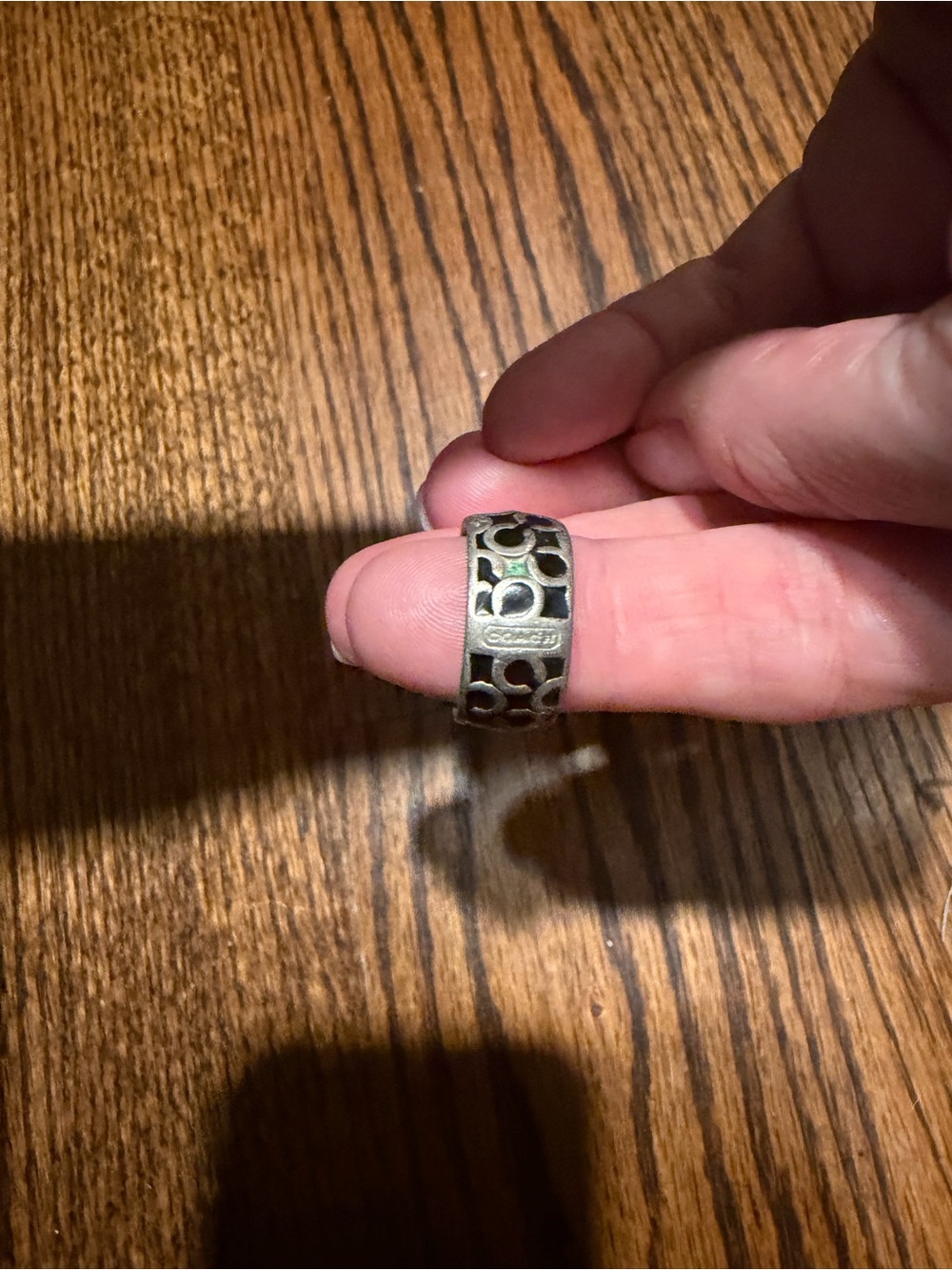 Coach Silver Logo Cutout Band Ring